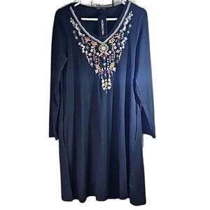 Dress by Noracora Boho Embroidered V neck Black Size M NWT